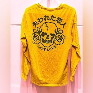 Creative empire lost love skull Yellow Long Sleeve Tee MEDIUM unisex